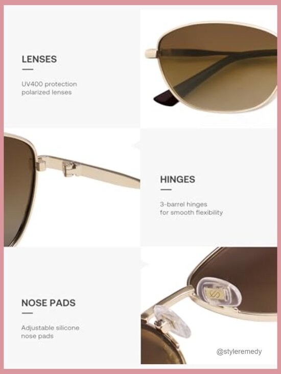 Retro Oval Polarized Sunglasses Metal Frame UV400 Protection - Picture 4 of 7